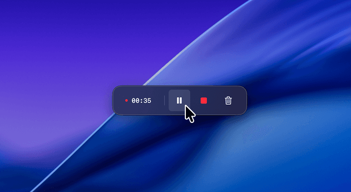 Pause and resume screen recording in Phia